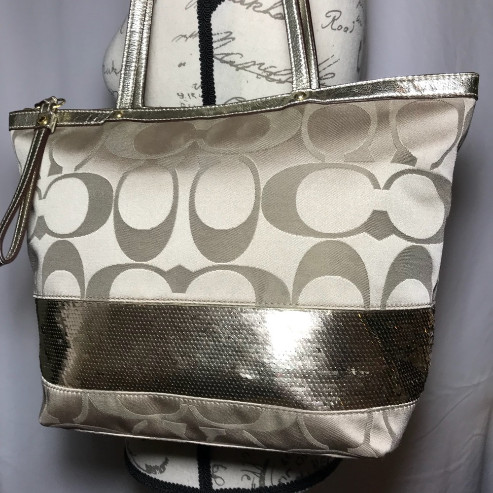 Authentic Gold Sequined Coach Purse